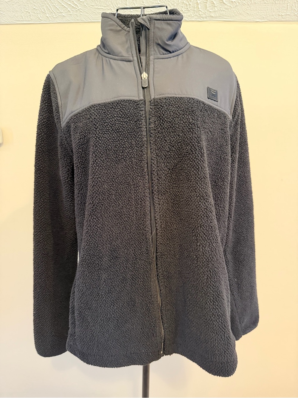 FILA Sport Women's Full Zip Fleece Sweater Jacket Black Gray Size L
